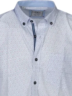 Chemise à manches courtes en coton blanche à minis motifs avec un col américain