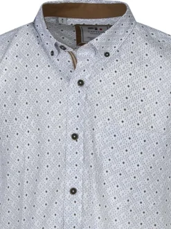 Chemise à manches courtes en coton blanche à minis motifs et à coupe regular fit