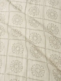 Chemise manches courtes en coton écrue à grands carreaux et à col cubain