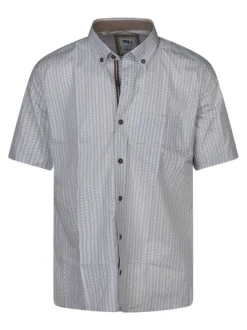 Chemise à manches courtes en coton écrue à imprimé liberty et à col américain