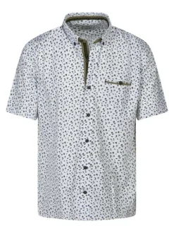 Chemise à manches courtes en coton mélangé blanche liberty à col américain