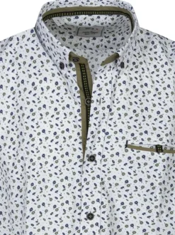 Chemise à manches courtes en coton mélangé blanche liberty à col américain