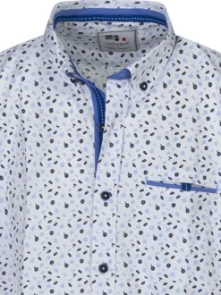 Chemise à manches courtes en coton mélangé blanche liberty à coupe regular fit