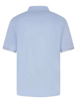 Chemise à manches courtes en coton mélangé bleue ciel unie à col américain