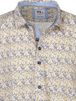 Chemise à manches courtes en coton orange à minis motifs et à coupe regular fit