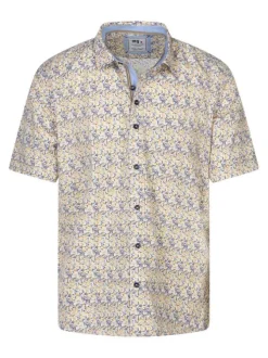 Chemise à manches courtes en coton orange à minis motifs et à coupe regular fit