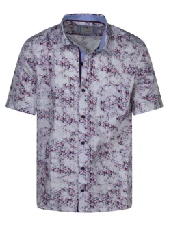 Chemise à manches courtes en coton rose imprimée avec une coupe regular fit