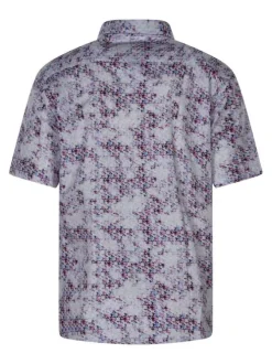 Chemise à manches courtes en coton rose imprimée avec une coupe regular fit