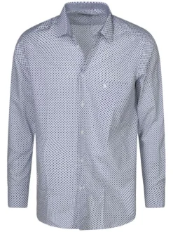 Chemise à manches longues en coton blanche à petites fleurs avec un col français