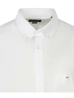 Chemise à manches longues en coton blanche unie avec un col américain