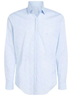 Chemise à manches longues en coton bleue ciel imprimée liberty et à coupe slim