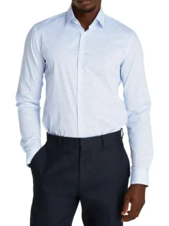 Chemise à manches longues en coton bleue ciel imprimée liberty et à coupe slim