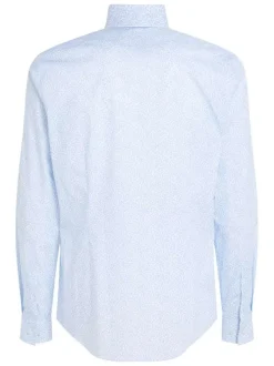 Chemise à manches longues en coton bleue ciel imprimée liberty et à coupe slim