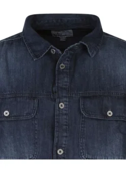Chemise à manches longues en coton bleue indigo en jean à coupe droite