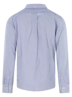 Chemise manches longues en coton ciel rayée avec une coupe droite