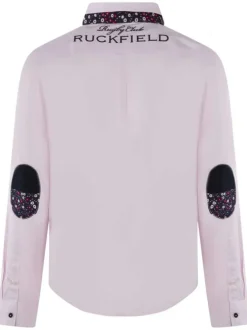 Chemise à manches longues en coton rose unie avec un col américain
