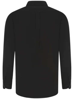 Chemise manches longues noire unie à coupe droite avec col boutonné et 1 poche