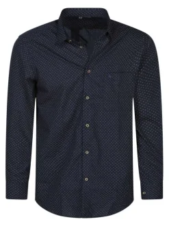 Chemise marine à motifs avec un col à revers et des manches longues