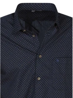 Chemise marine à motifs avec un col à revers et des manches longues