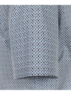 Chemise marine à motifs en coton avec une coupe droite et fermeture boutonnée