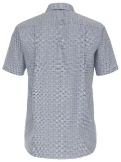 Chemise marine à motifs en coton avec une coupe droite et fermeture boutonnée