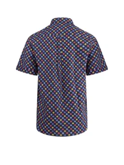 Chemise à motifs multicolores pour homme en coton coupe droite