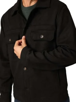 Chemise noire unie à coupe droite avec un col chemise et des manches longues