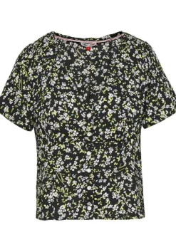 Chemise noir pour femme avec imprimé liberty coupe droite