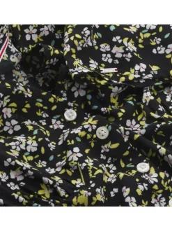 Chemise noir pour femme avec imprimé liberty coupe droite