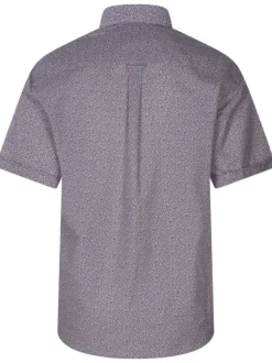 Chemise rouge fleurie avec une coupe droite et un col américain