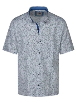 Chemise turquoise floral avec une coupe droite et des manches courtes