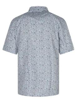 Chemise turquoise floral avec une coupe droite et des manches courtes