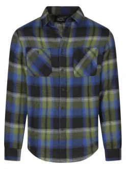 Chemise verte à carreaux avec un col à revers et des manches longues