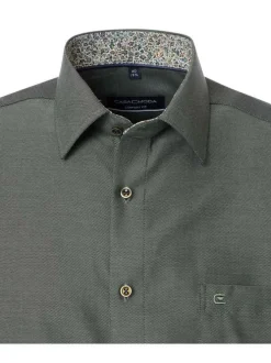 Chemise verte Grande Taille en coton à manches longues et coupe droite