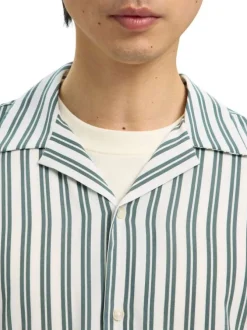 Chemise vert uni avec une coupe droite et des manches courtes