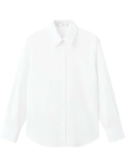 Chemisier blanc uni avec un col à revers et des manches longues