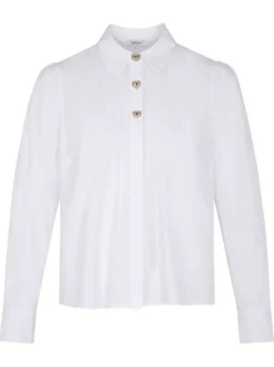 Chemisier blanc uni avec une coupe droite et un col à revers