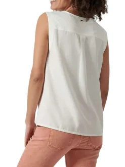 Chemisier blanc uni avec une coupe droite et un col v à manches courtes