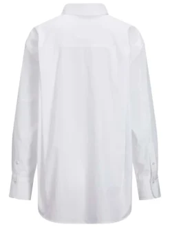 Chemisier blanc uni col italien coupe droite et poche poitrine