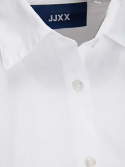 Chemisier blanc uni col italien coupe droite et poche poitrine