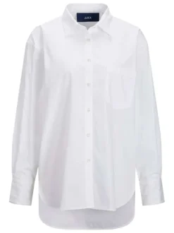 Chemisier blanc uni col italien coupe droite et poche poitrine