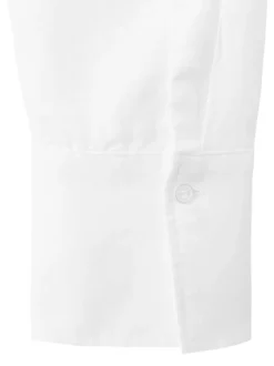 Chemisier blanc uni coupe droite avec un col à revers et des manches longues