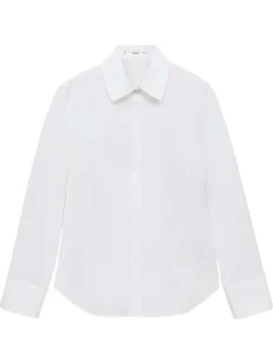 Chemisier blanc uni à coupe slim fit et à manches longues boutonnées