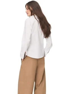 Chemisier blanc uni à coupe slim fit et à manches longues boutonnées