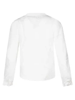 Chemisier en coton blanc brodé avec un col rond et une coupe ajustée