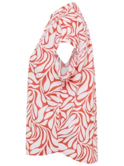 Chemisier en coton blanc et rouge fantaisie coupe ample et col rond
