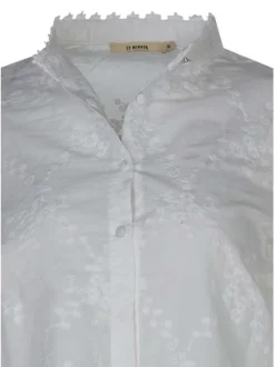Chemisier en coton blanc uni avec une coupe droite et un col montant