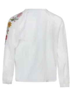 Chemisier en coton blanc uni avec une coupe droite et un col rond