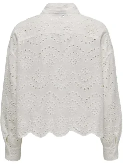 Chemisier en coton blanc uni coupe droite avec un col français