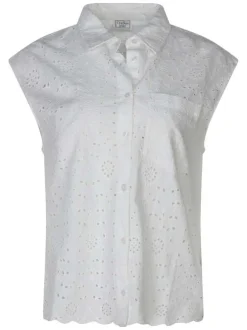 Chemisier en coton blanc uni pourvu d'une coupe droite et d'un col chemise